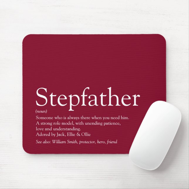 Mousepad Legal Stepdad, Stepdad Definição Divertida Burgund (Com mouse)