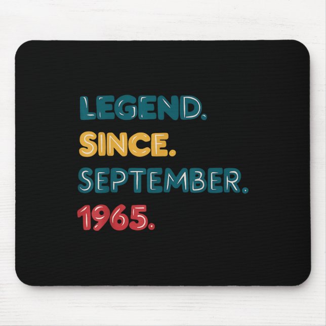 Mousepad Legenda 1965 60º Presente de Aniversário para Home (Frente)