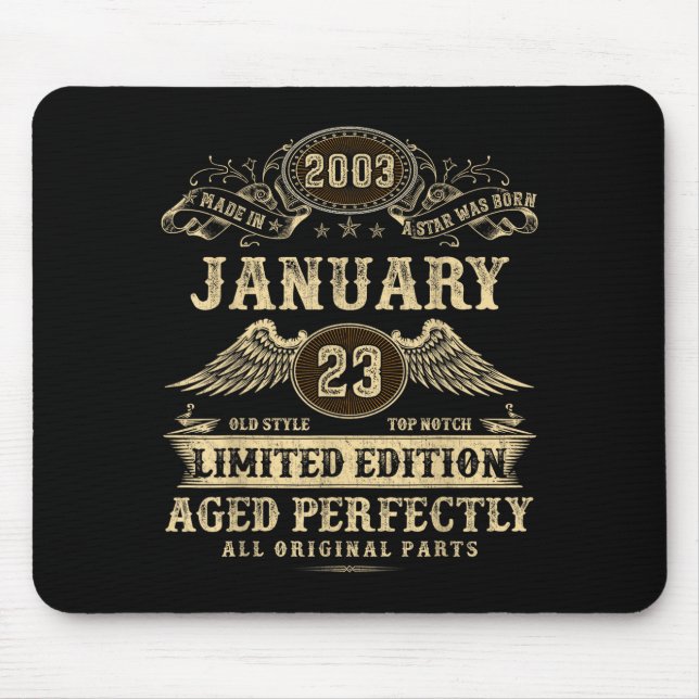 Mousepad Legendary Man Born January 2003 23rd Birthday  (Frente)
