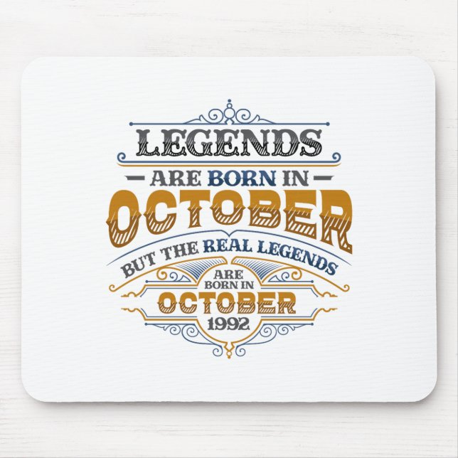 Mousepad Legends Are Born In October 1992 Womens Birthday C (Frente)