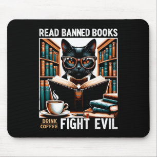 Mousepad Leia Livros Banidos Bebem Café Lida Mau Livro Rea