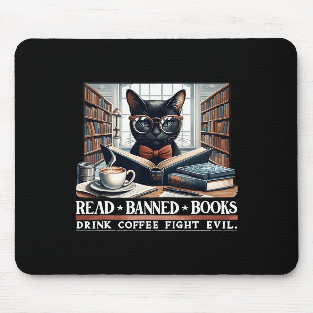 Mousepad Leia Livros Banidos Bebem Café Lov Mau (Frente)