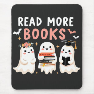 Mousepad Leia mais livros Spooky Halloween Ghost Book Lover