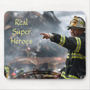 Mousepad Leia os super-herói, sapador-bombeiro em 911