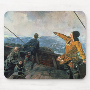 Mousepad Leif Eriksson observa a terra em América, 1893