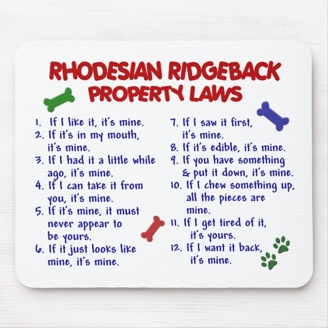 Mousepad Leis 2 da propriedade de RHODESIAN RIDGEBACK (Frente)