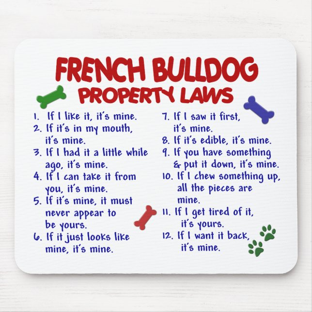 Mousepad Leis 2 da propriedade do BULDOGUE FRANCÊS (Frente)