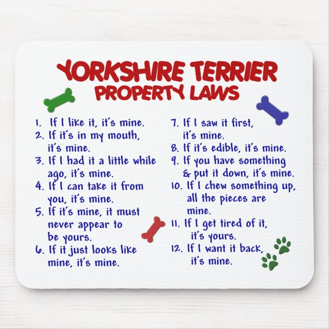Mousepad Leis 2 Yorkie da propriedade do YORKSHIRE TERRIER (Frente)