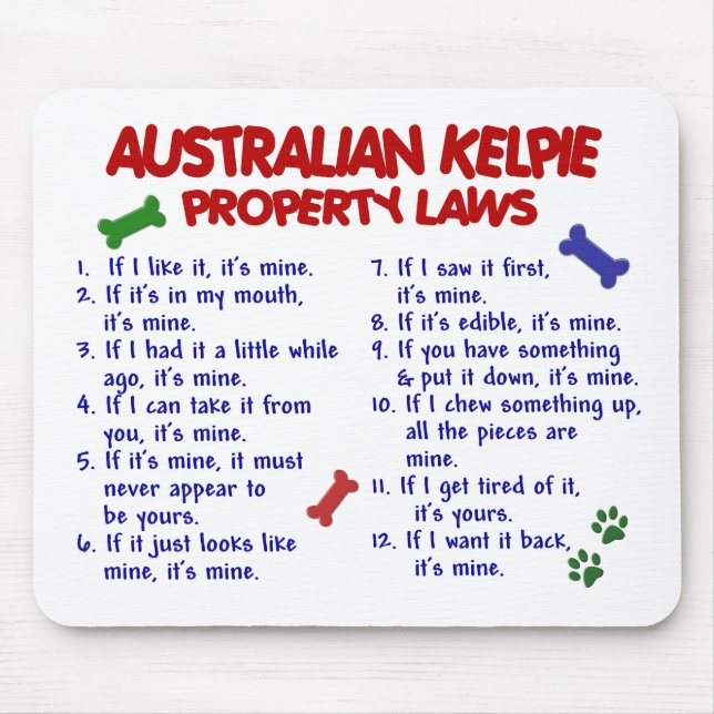 Mousepad Leis AUSTRALIANAS 2 da propriedade do KELPIE (Frente)