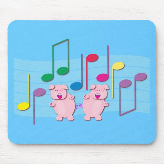 Mousepad Leitão da dança:  Nós amamos a música (Frente)