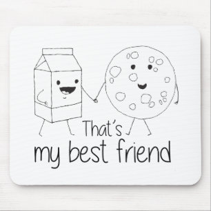 Mousepad Leite e Cookies Melhores Amigos BFF Amizade Arte