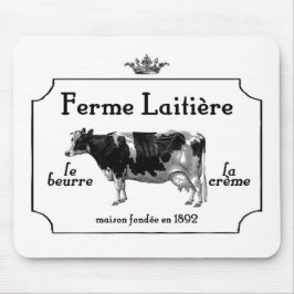 Mousepad Leite Francês Vintage Com Vaca Vintage
