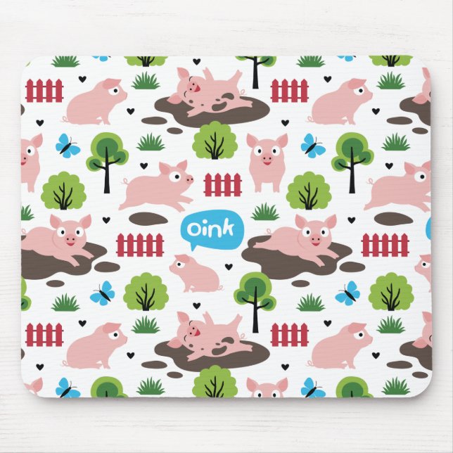 Mousepad Leitões Felizes No Pad Do Rato De Lama (Frente)