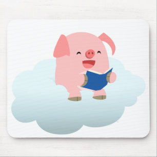 Mousepad Leitor bonito do porco dos desenhos animados na