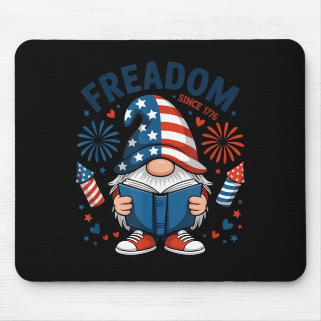 Mousepad Leitor de Gnomo Americano Bandeira da Freadom Patr (Frente)