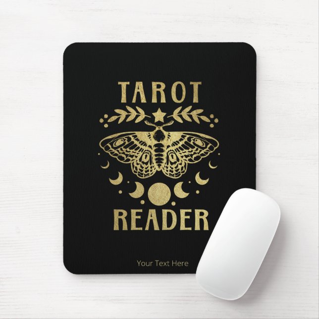 Mousepad Leitor de Tarot Dourado Fase da Lua Mariposa Estre (Com mouse)