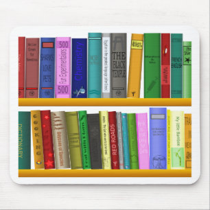 Mousepad leitura da biblioteca de livros de prateleiras