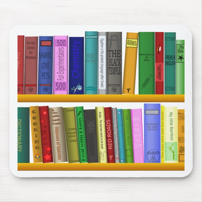 Mousepad leitura da biblioteca de livros de prateleiras (Frente)