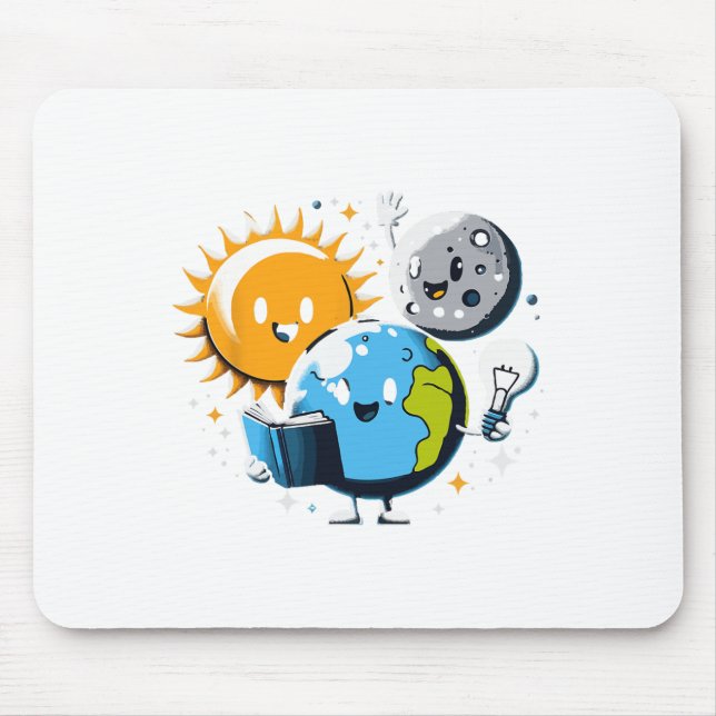 Mousepad Leitura da Terra Lua Sol Funny Total Solar Ecli (Frente)
