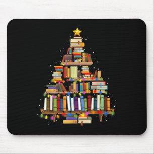 Mousepad Leitura de Bibliotecas de Luzes de Árvore de Natal