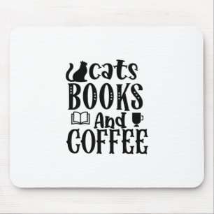 Mousepad Leitura De Livros De Gatos De Arte E Café
