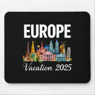 Mousepad Lembrança da Viagem de Férias na Europa 2025 Verão