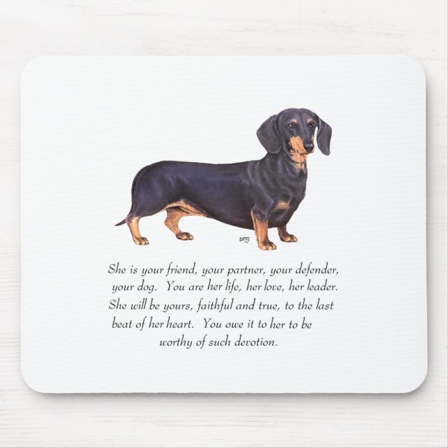 Mousepad Lembrança de Dachshund - Fêmea (Frente)