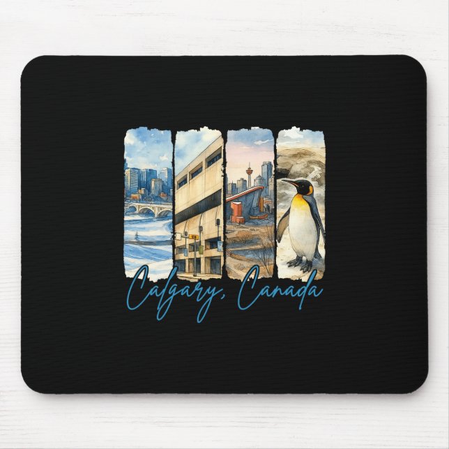 Mousepad Lembrança de pincelada de viagem de Calgary Canadá (Frente)