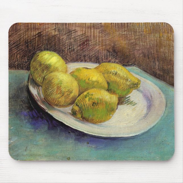Mousepad Lemons de vida contínua num prato de Vincent van G (Frente)