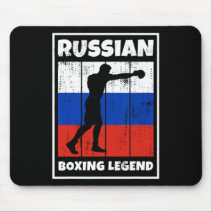 Mousepad Lenda de boxe russa com bandeira para boxeiro russ