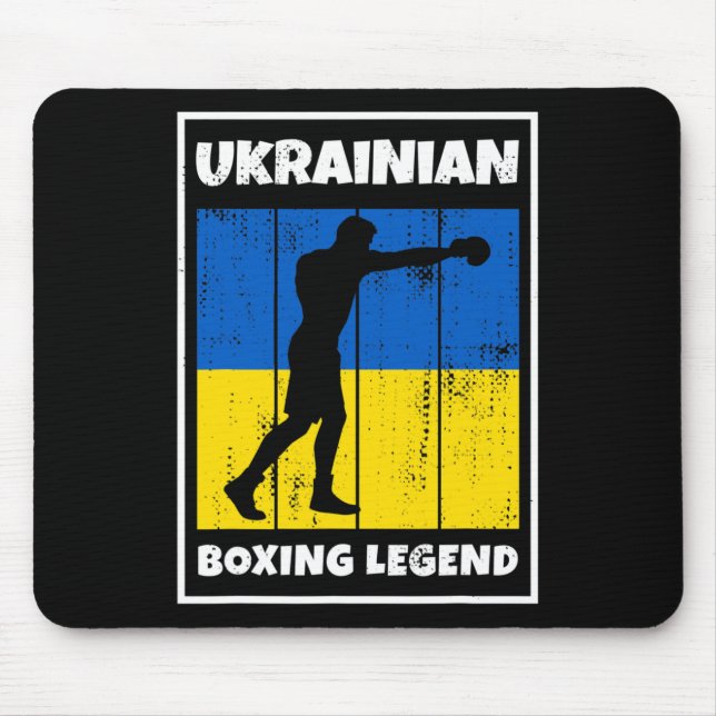 Mousepad Lendário boxeador ucraniano com bandeira para boxe (Frente)