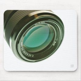 Mousepad Lens van een fotocamera, een scherpe blik.