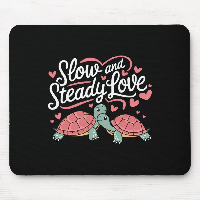 Mousepad Lento e Constante Amor Casal de Tartaruga Fofa Val (Frente)