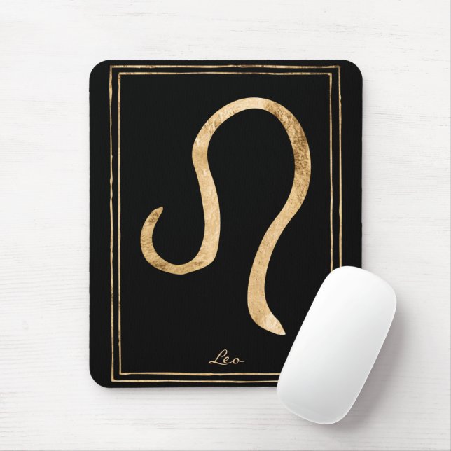 Mousepad Leo martelava ouro estilizado astrologia zodíaco (Com mouse)