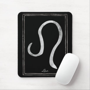 Mousepad Leo martelava prata estilizada astrologia zodíaco