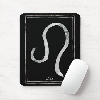 Mousepad Leo martelava prata estilizada astrologia zodíaco