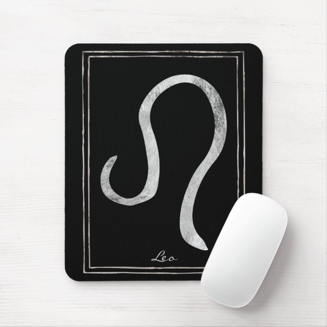 Mousepad Leo martelava prata estilizada astrologia zodíaco (Com mouse)