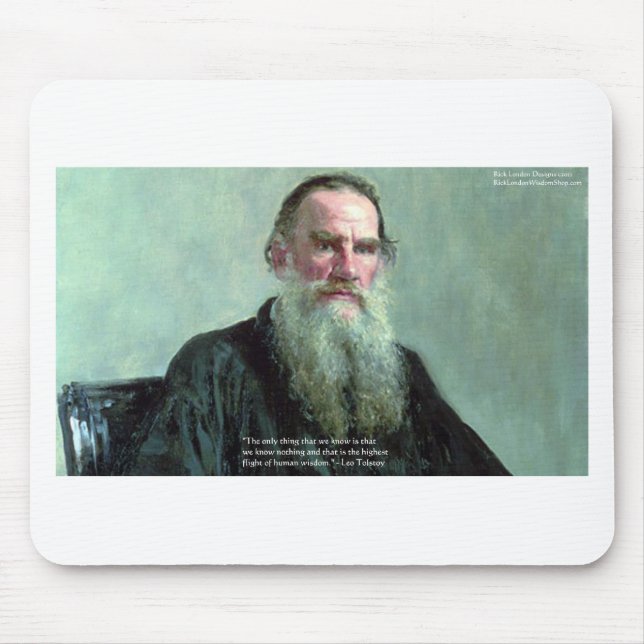 Mousepad Leo Tolstoy "Não Sei nada" Citação GIfts Cartões C (Frente)