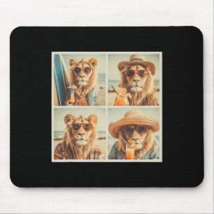 Mousepad Leões Legais Com Óculos De Sol Férias De Animais F