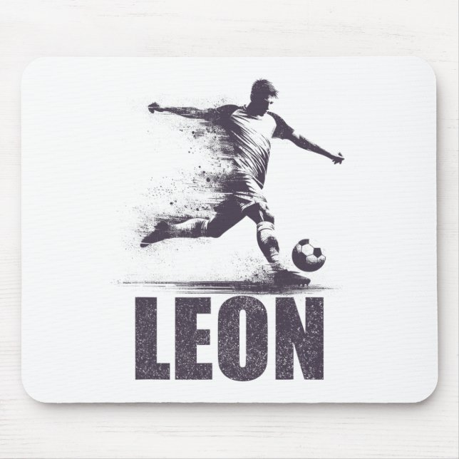 Mousepad Leon Soccer Boys Personalized First Name Leon  (Frente)