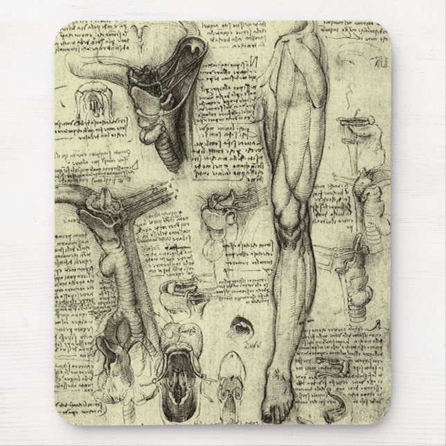 Mousepad Leonardo da Vinci Antiga Anatomia Humana Laringe P (Frente)