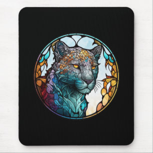 Mousepad Leopard Animal Portrait Vidro Escondido Arte Selva