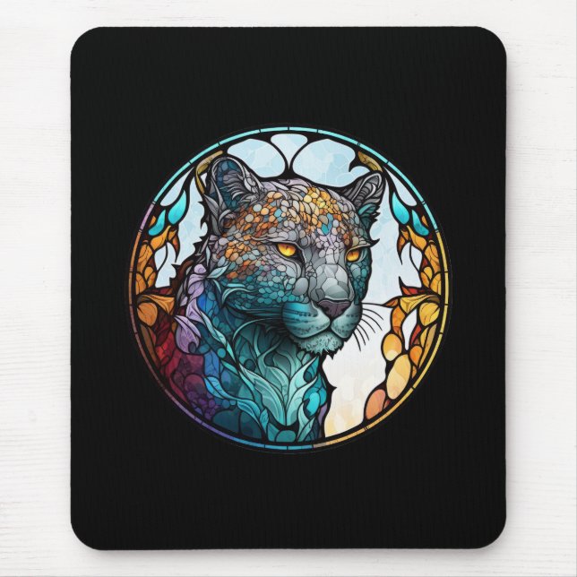 Mousepad Leopard Animal Portrait Vidro Escondido Arte Selva (Frente)