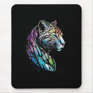 Mousepad Leopard Animal Portrait Vidro Escondido Arte Selva