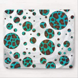 Mousepad Leopard Brown e Teal PrintPolka Pontos