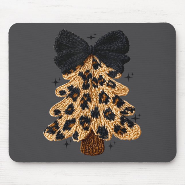 Mousepad Leopard Christmas Tree,christmas Coquette Bow Yarn (Frente)