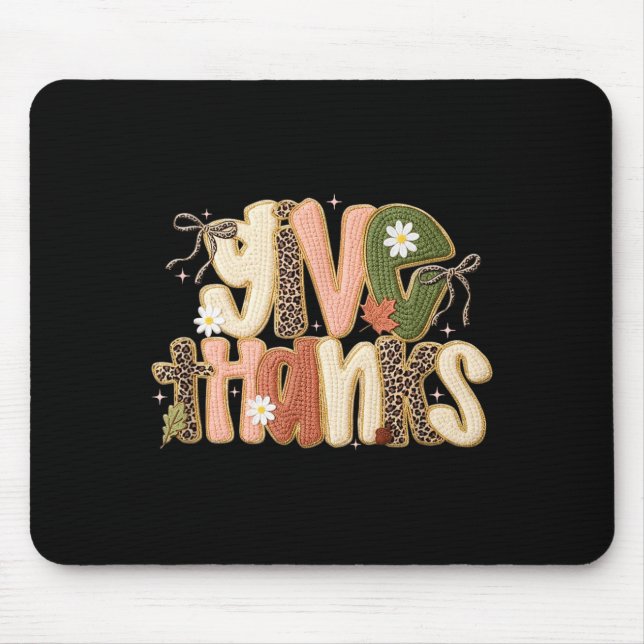 Mousepad Leopard Fall Give Thanks Coquette Latch Hook Yarn  (Frente)