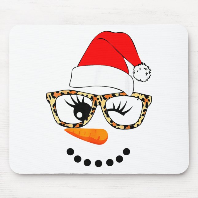 Mousepad Leopard Gles Santa Claus Snowman Face Christmas Co (Frente)