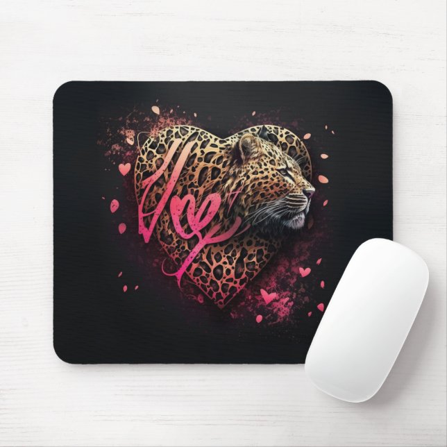 Mousepad Leopard Heart Love Graffiti Art                    (Com mouse)