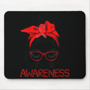 Mousepad Leopard Messy Hair Bun Stroke Awarness Sobrevivent